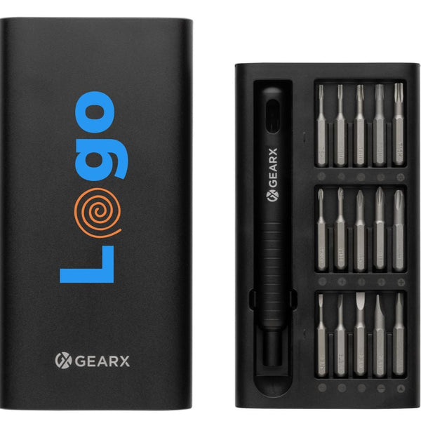 Set di cacciaviti di precisione 31 in 1 Gear X nero - personalizzabile con logo