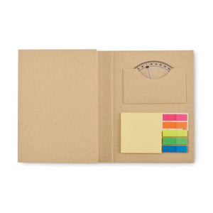 Set di cancelleria con blocco note beige - personalizzabile con logo