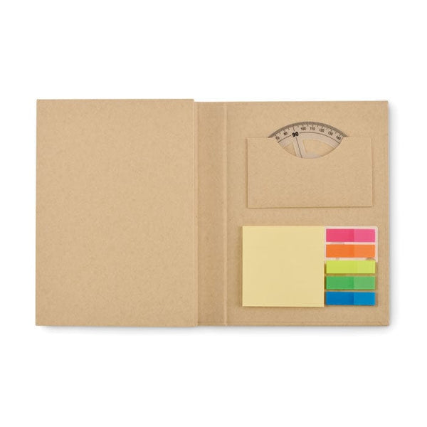 Set di cancelleria con blocco note beige - personalizzabile con logo