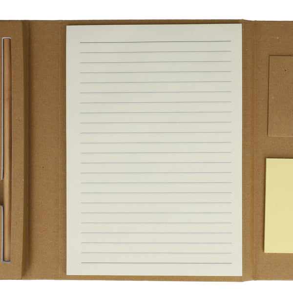 Set di cartoleria tri-fold in carta riciclata natural - personalizzabile con logo