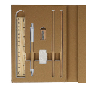 Set di cartoleria tri-fold in carta riciclata natural - personalizzabile con logo