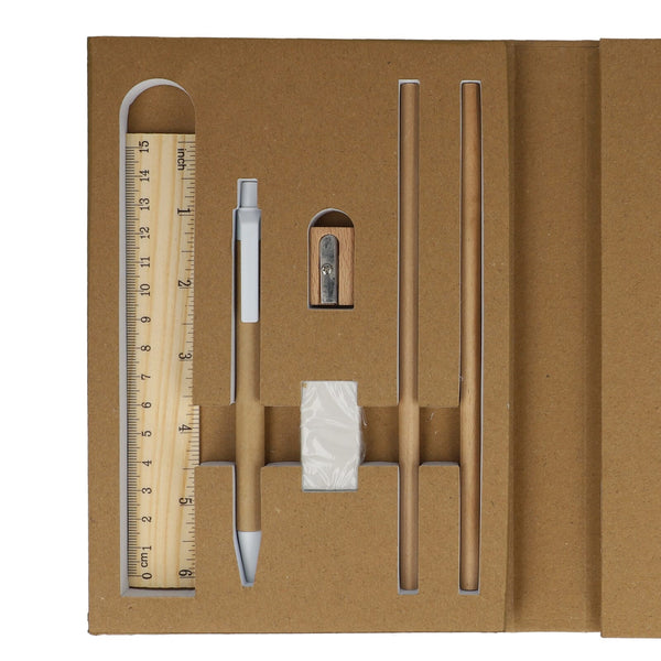 Set di cartoleria tri-fold in carta riciclata natural - personalizzabile con logo