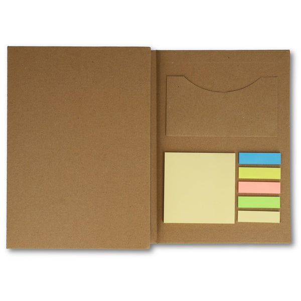 Set di cartoleria tri-fold in carta riciclata natural - personalizzabile con logo