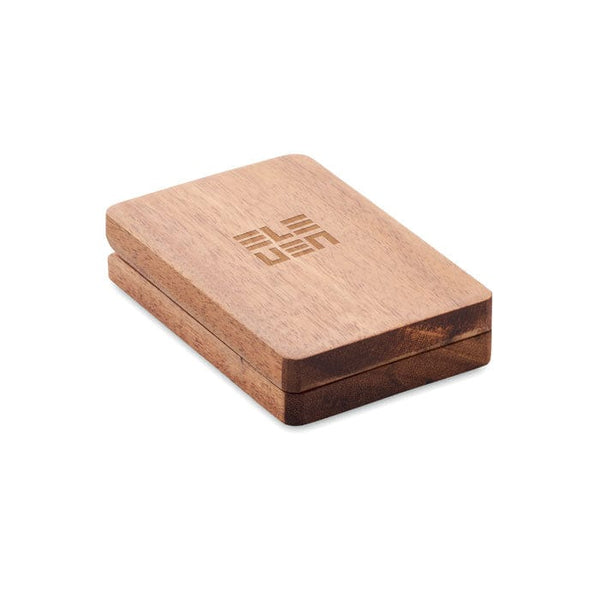 Set di cavi 3 in 1 in custodia di legno Legno - personalizzabile con logo