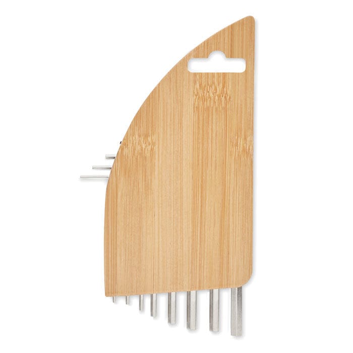 Set di chiavi esagonali in bambù beige - personalizzabile con logo