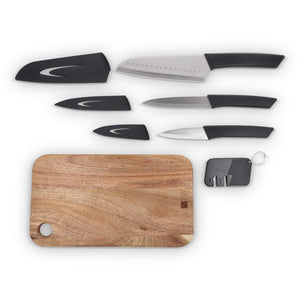Set di coltelli da 6 pezzi InSideOut Chef on the Go verde - personalizzabile con logo