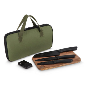 Set di coltelli da 6 pezzi InSideOut Chef on the Go verde - personalizzabile con logo