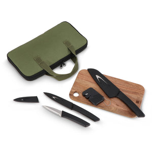 Set di coltelli da 6 pezzi InSideOut Chef on the Go verde - personalizzabile con logo