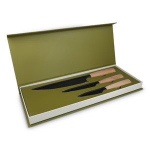 Set di coltelli essenziali 3 pezzi Ravn natural - personalizzabile con logo