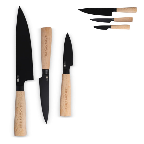 Set di coltelli essenziali 3 pezzi Ravn natural - personalizzabile con logo