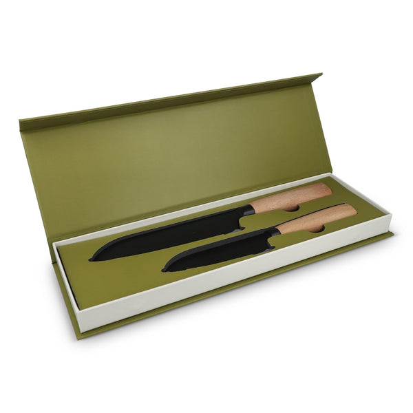 Set di coltelli Santoku 2 pezzi Ravn natural - personalizzabile con logo