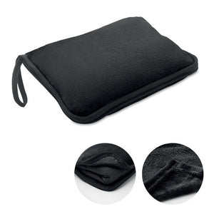 Set di coperte da viaggio 2 in 1 Nero - personalizzabile con logo
