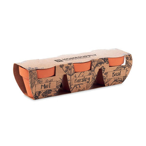 Set di erbe in terracotta beige - personalizzabile con logo