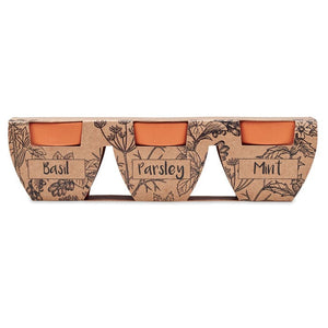 Set di erbe in terracotta beige - personalizzabile con logo