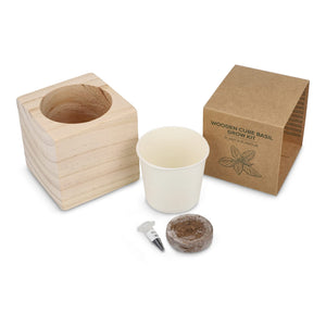 Set di fioriere in legno FSC – Basilico natural - personalizzabile con logo