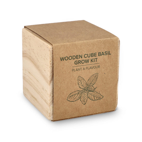 Set di fioriere in legno FSC – Basilico natural - personalizzabile con logo
