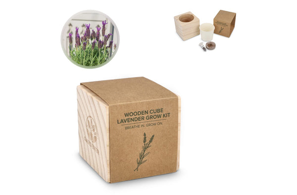 Set di fioriere in legno FSC – Lavanda natural - personalizzabile con logo