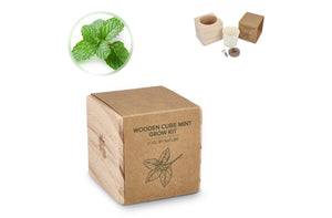 Set di fioriere in legno FSC – Menta natural - personalizzabile con logo