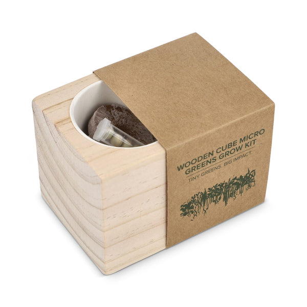 Set di fioriere in legno FSC - Microgreens natural - personalizzabile con logo