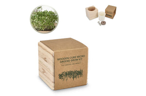 Set di fioriere in legno FSC - Microgreens natural - personalizzabile con logo