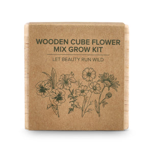 Set di fioriere in legno FSC - Mix di fiori natural - personalizzabile con logo