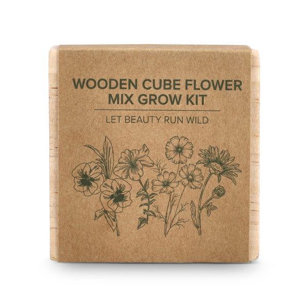 Set di fioriere in legno FSC - Mix di fiori natural - personalizzabile con logo