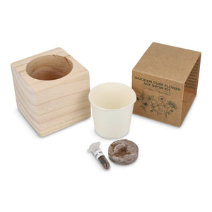 Set di fioriere in legno FSC - Mix di fiori natural - personalizzabile con logo