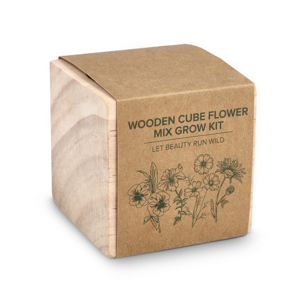 Set di fioriere in legno FSC - Mix di fiori natural - personalizzabile con logo