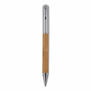 Set di penna a sfera e roller in metallo con scatola regalo in bambù natural - personalizzabile con logo