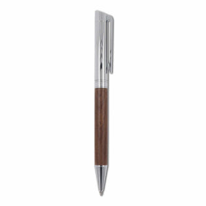 Set di penna a sfera e roller in metallo in legno di noce in confezione regalo natural - personalizzabile con logo