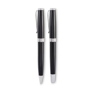 Set di penna a sfera e roller Nero - personalizzabile con logo