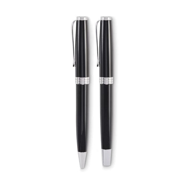 Set di penna a sfera e roller Nero - personalizzabile con logo