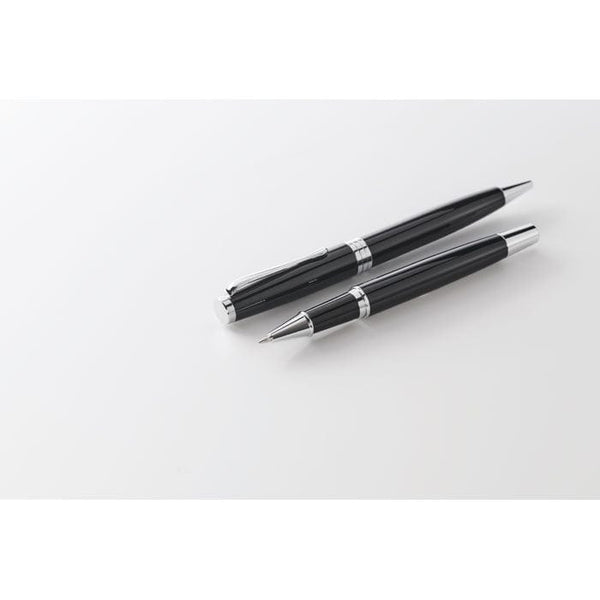 Set di penna a sfera e roller Nero - personalizzabile con logo