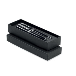 Set di penna a sfera e roller Nero - personalizzabile con logo