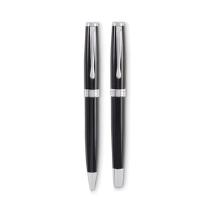Set di penna a sfera e roller Nero - personalizzabile con logo