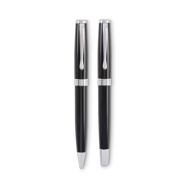 Set di penna a sfera e roller Nero - personalizzabile con logo