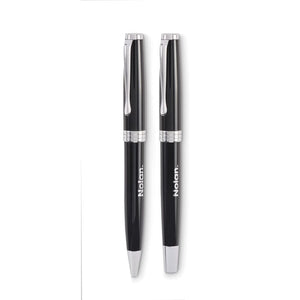 Set di penna a sfera e roller Nero - personalizzabile con logo