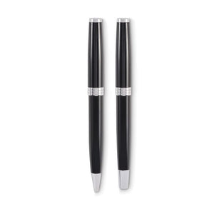 Set di penna a sfera e roller Nero - personalizzabile con logo