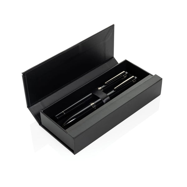 Set di penne di lusso Swiss Peak OSLO in rAcciaio nero - personalizzabile con logo