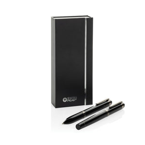Set di penne di lusso Swiss Peak OSLO in rAcciaio nero - personalizzabile con logo