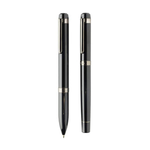 Set di penne di lusso Swiss Peak OSLO in rAcciaio nero - personalizzabile con logo