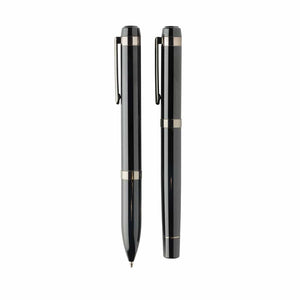 Set di penne di lusso Swiss Peak OSLO in rAcciaio nero - personalizzabile con logo