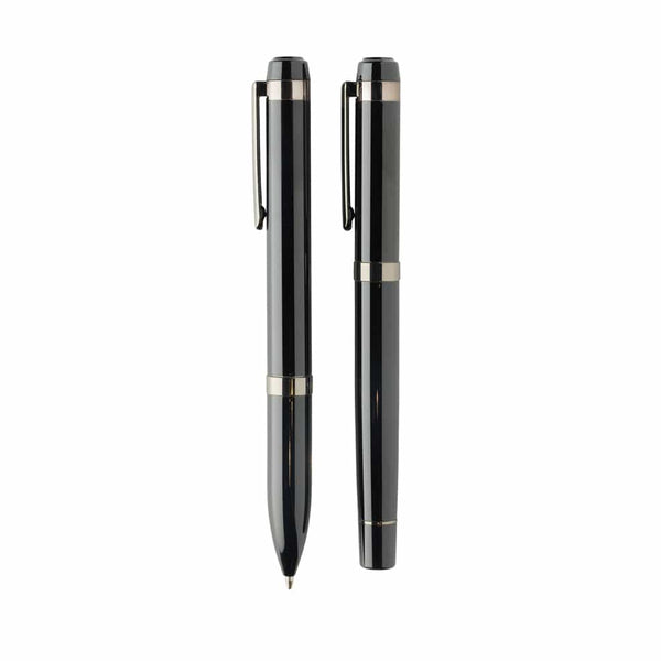 Set di penne di lusso Swiss Peak OSLO in rAcciaio nero - personalizzabile con logo