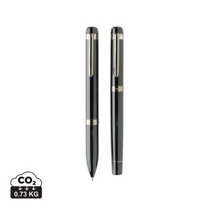 Set di penne di lusso Swiss Peak OSLO in rAcciaio nero - personalizzabile con logo