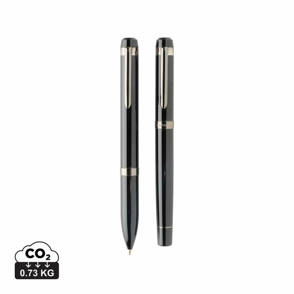 Set di penne di lusso Swiss Peak OSLO in rAcciaio nero - personalizzabile con logo