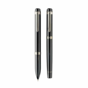 Set di penne di lusso Swiss Peak OSLO in rAcciaio nero - personalizzabile con logo