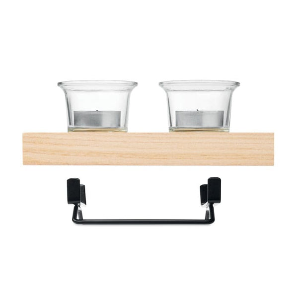 Set di portacandele con supporto natural - personalizzabile con logo