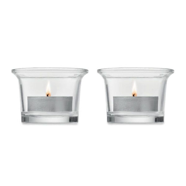 Set di portacandele con supporto natural - personalizzabile con logo