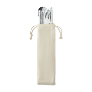 Set di posate in acciaio inox beige - personalizzabile con logo