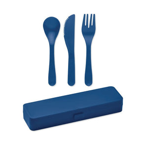 Set di posate in PP blu - personalizzabile con logo